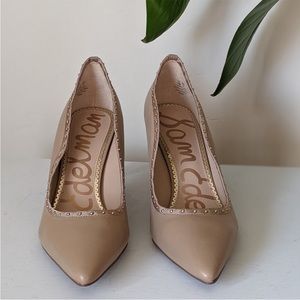 Sam Edelman Tiana Leather Nude Pointed Pump Heels